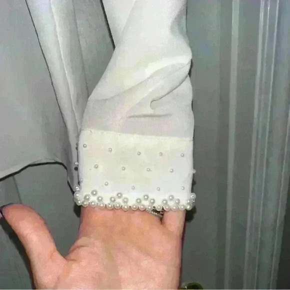 Alfred Dunner pearl embellished collared blouse size 12 petite - Picture 6 of 8